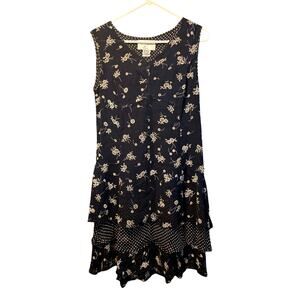 90's Y2K Rene Derby Floral Polka Dot Swing Dress